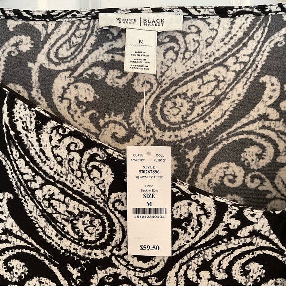 White House Black Market 3/4 Sleeve Asymmetrical Neck Tunic - NWT - Medium - Picture 6 of 10